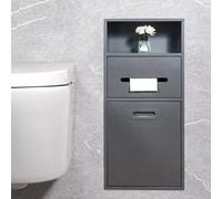 Stainless Steel Shower Niche with Toilet Paper Storage Rack & Trash Can, Wall-Mounted Bathroom Organizer, 11.8x26x5.5in, Gray - Perfect for Home & Bedroom