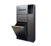 Stainless Steel Shower Niche with Trash Can, Waterproof Alcove Shelf for Toiletries, Shampoo & Toilet Paper Storage, Grey Bathroom Organizer (W x H x D: 40x67x14cm)