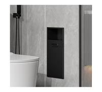 Stainless Steel Shower Niche with Trash, Recessed Wall Organizer, Double-Layer Vertical Shelf for Bathroom Storage, Black, 20x50x14cm - Modern & Durable Solution