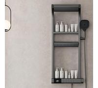 Stainless Steel Shower Panel System with Thermostatic Control, Rainfall Head, 12 Wide-Angle Massage Jets, Column Tower Design