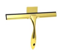 Stainless Steel Shower Screen Wiper - Shower Squeegee - 10-inch Wide Rubber Blade - with Strong Suction Hook And Lightweight Handle - Perfect For shower glass doors and other surfaces (Brass)