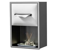 Stainless Steel Shower Tissue Box Wall-Mounted Toilet Storage Rack Built-In Shelf for Bathroom Grey & White 20x33x12.5cm Indoor Decor Solution