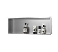 Stainless Steel Shower, Wall-Mounted Storage nizer for Shampoo & Toiletries, Silver Grey, 92x32x12.5cm - Modern Bathroom Shelving Solution