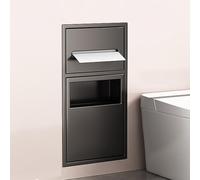 Stainless Steel Shower Wall Shelf nizer, Integrated Toilet Paper Holder & Trash Can Shelf for Bathroom, Kitchen, Living Room, Hotel, Space-Saving Design