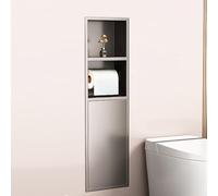 Stainless Steel Shower, Wall Shelf nizer with Integrated Toilet Paper Holder & Trash Can for Bathroom, Kitchen, Living Room, Hotel, Home Decor