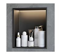 Stainless Steel Shower Waterproof Alcove Shelves for Shampoo & Toiletries Modern Black Recessed Storage for Bathroom Living Room & Bedroom (32x32x12.5CM)