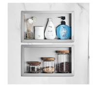 Stainless Steel Shower Waterproof Bathroom Shelves Embedded Wet Room Alcove Home Bedroom Living Room Shampoo Toiletry Storage Silver-2 PCS-9.26x13.78x3.15in