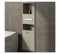 Stainless Steel Shower Waterproof Wall Shelf Built-in Storage for Toilet Paper Trash Can Shampoo & Toiletries BIDHCKQ50118-Black (Apricot)