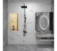 Stainless Steel Shower with Built-in Double Shelf, Wall-Mounted nizer for Bathroom, Space-Saving Storage Solution for a Neat and Tidy Shower Experience