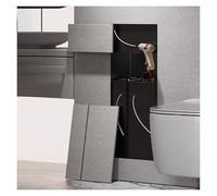 Stainless Steel Shower with Integrated Trash Can & Toilet Brush Holder, Waterproof Bathroom Storage Solution, Space-Saving Design for Modern Bathrooms