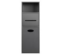 Stainless Steel ShowerWet Room Alcove Recessed Toilet Paper Trash Can Shampoo Toiletries Embedded Bathroom Shelves Waterproof Storage Home Improvement Matte (Grey 20x63x13.5CM)