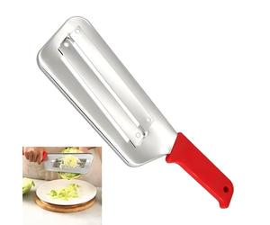 Stainless Steel Shredder Knife, Cabbage Slicer Shredder Kitchen Tool Julienne Cutter for Vegetables Efficient Julienne Peeler for Salad Stir Fry and Vegetable Meal Prep, Plastic Handle (Red)