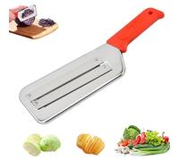 Stainless Steel Shredder Knife, Japanese Cabbage Shredder, Dual Blade Julienne Cutter for Coleslaw Sauerkraut, Ergonomic Grip, Easy to Clean (Red)
