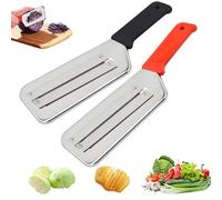 Stainless Steel Shredder Knife, Japanese Cabbage Shredder, Dual Blade Julienne Cutter for Coleslaw Sauerkraut, Ergonomic Grip, Easy to Clean (Black+Red)