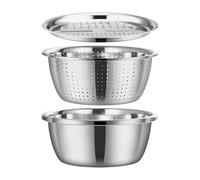 Stainless Steel Shredding Bowl, Kitchen Utility Strainer Bowl, Washing Drainage Basket with Grater, Versatile Multifunctional Kitchen Basin for Salad Vegetables Baking Cooking, 10.24 Inches