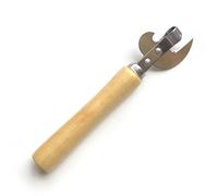 Stainless-Steel Side-Cut Can Opener with Ergonomic Wood Handle - Heavy Duty Tin Opener for Kitchen, Camping, Emergency Use - Magic Can Opener, Easy Grip, Sharp Blade