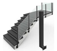 Stainless Steel Side Mount Glass Clamp Post for Modern Balustrade - 304 Material, Suitable(Black Right End Post,70cm)