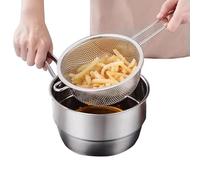 Stainless Steel Sieve | Fine Mesh Strainer with Handle, Deep Washing Basket for Preparing Food, Drip Tray for Pasta, Salad, Durable Kitchen Appliance for Cooking, Rinsing and Cleaning