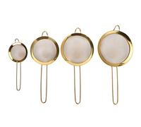 Stainless Steel Sieve Set, Fine Mesh Flour Sifter and Strainer for Baking, Cooking, Sifting Flour, Sugar, Powder, Filtering Juice, Gold, 4 Pieces