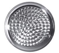 Stainless Steel Silver Round Tray with Burnished Surface 34.6cm dia (Each)