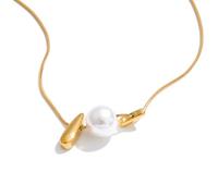 Stainless Steel Simulated Pearls Accessories Design Drop Necklace For Women Fashion Unique Chic Charm Modern Jewelry