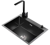 Stainless Steel Single Basin Kitchen Sink - Embedded Rectangular Countertop Design, Bottom Mounted, 50x40x21cm, Easy to Clean, Ideal for Modern Kitchens
