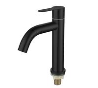Stainless Steel Single Cold Basin Tap, Single Lever Cold Basin Tap Suitable for Mounting Holes with Diameter of 23-28mm (Black)
