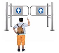 Stainless Steel Single-Entry Safety Gate, Universal Pivoting Door with Guardrail, Market Access Barrier, 130x100cm