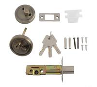 Stainless Steel Single-Sided Door Lock with Key for Front Door and Bedroom, External Key and Internal Rotary Button Operation for Home, Hotel and Office Use