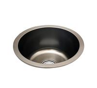 Stainless Steel Sink 7.09in Deep Single Bowl Round Design 201 Grade Nano Coating Rust Proof U Bend Odor Prevention Sound Dampening Pad Overflow Protection for UK Kitchen Renovation Victorian Home Upgr