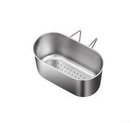 Stainless Steel Sink Drain Basket Strainer for Kitchen Use, Rustproof 304 Steel Holder to Capture Food and Fruit Waste, Protects Drain Pipes from Paper and Scraps (Silver Hook)