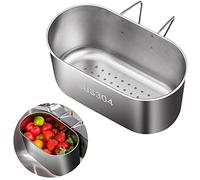 Stainless Steel Sink Drain Strainer Basket, Multifunction Hanging Sink Strainer Colander Drain Basket, Kitchen Sink Food Waste Filter and Vegetables Fruits Clean