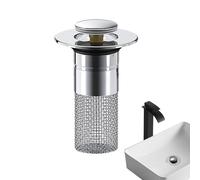 Stainless Steel Sink Hair Catcher, PopUp Drain Strainer 34-40mm, Universal Hair Stopper Removable Basket, Bathroom Sink Plug Replacement, Anti-Clog Drain Protector For Sinks Shower Bathtub