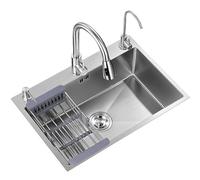 Stainless Steel Sink, Large Single Bowl Kitchen Sink for Home use, Equipped with a Luxury Modern Accessory Set,with Faucet Combo,for Laundry Room Bathroom Farmhouse(72 * 45cm(28.3 * 17.7in))
