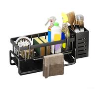 Stainless Steel Sink Organizer for Countertop Placement Next to Sink to Improve Workspace Efficiency (Black)