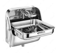 Stainless Steel Sink with Dual Tap, Glass Lid, Spout, Strainer - Compact Design for Mobile Living Spaces