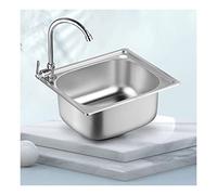 Stainless Steel Sink with Faucet, Single Bowl Drop-in Stainless Steel Bar Sink Wall-Mounted Corner Small Sink RV Bathroom Sink Corner Sink Boat Sink with Wall Bracket, Tap