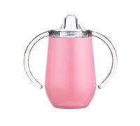 Stainless Steel Sippy Cup with Handles & Silicone Lids 10 Oz Double Wall Vacuum Insulated Sippy Cup Mug Tumbler Toddler Cups for Boys and Girls Non Spill Sipp Glasses Drinking 4 (Pink, One Size)