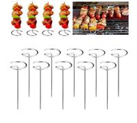 20Pcs Stainless Steel Skewers for Air Fryer and Oven, 10CM Standing Small Metal Kebab Sticks (10Pcs Round)