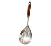 Stainless Steel Skimmer Ladle with Comfortable Wooden Handle, 42.2 x 14.6 cm, Skimmer Ladle for Cooking, Pasta Strainer, Heat Resistant Material, for Pasta, Pasta, Dumplings, Hot Pot