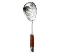 Stainless Steel Skimmer Spoon | Oil Draining Multi-Purpose Stainless Steel - Skimmer Wooden Handle,for Professionals Home Cooks Enthusiasts Fried Chicken French Fries Dumplings