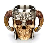 Stainless Steel Skull Mug Viking Drinking Cup Skeleton Resin Beer Stein Tankard Coffee Mug Tea Cup Halloween Bar Drinkware Gift
