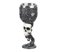 Stainless Steel Skull Wine Goblet Resin Skeletal Beer Cup Gothic Viking Warrior Skull Mug Medieval Drinkware Wineglasses Sacrifice Wine Chalice Cup Whiskey Cocktail Drinking Mug Halloween Bar Decor