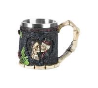 Stainless Steel Skull Wine Goblet Resin Skeletal Beer Cup Gothic Viking Warrior Skull Mug Medieval Drinkware Wineglasses Sacrifice Wine Chalice Cup Whiskey Cocktail Drinking Mug Halloween Bar Decor