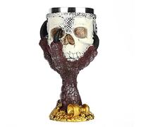 Stainless Steel Skull Wine Goblet Resin Skeleton Beer Cup Viking Warrior Skull Mug Medieval Skull Drinkware Goblet Wineglasses Novelty Gothic Coffee Tea Drinking Cup for Halloween Christmas Birthday