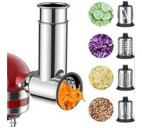 Stainless Steel Slicer/Shredder Attachment Compatible with KitchenAid Stand Mixers, Cheese Grater Attachment Compatible with KitchenAid