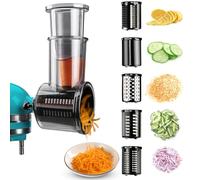 Stainless Steel Slicer Shredder Attachments for KitchenAid Stand Mixers, Vegetable Shredder, Cheese Grater, Salad Maker, Food Slicers Chopper Grinding Powder Accessories with Detachable 5 Blades