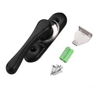 Stainless Steel Sliding Door Crescent Lock Bidirectional Design with 360 Degree Rotatable Hook for Enhanced Security on Aluminum Alloy and Plastic Steel Frames (1 black)