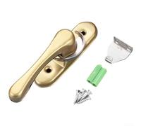 Stainless Steel Sliding Door Crescent Lock Bidirectional Design with 360 Degree Rotatable Hook for Enhanced Security on Aluminum Alloy and Plastic Steel Frames (2 gold)
