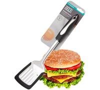 Stainless Steel Slotted Turner Kitchen Tool - Non-Scratch Food Safe Nylon Edging, Soft Grip Rubberised Handle. Steel Core, Large Hanging Hole. Easy Storage. Dishwasher Safe, 5 Year Guarantee.